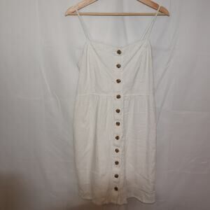 Universal Thread Simple White Cotton Sun Dress Size Large Button Up